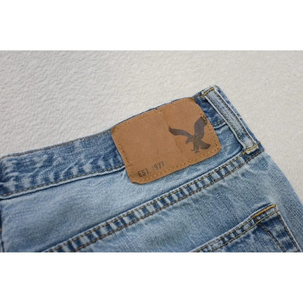 American Eagle Bootcut Jeans Mens‎ 32x30 Light Wash Good Destructed Low Rise